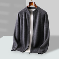 Pull en laine pure à 100 % pour homme, col mi-haut zippé, épais, pour affaires et mode, manteau tricoté chaud, automne-hiver