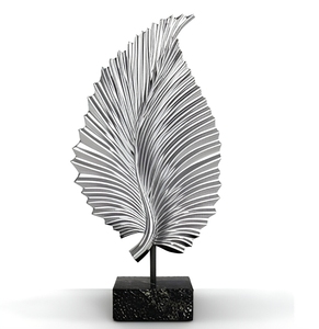 Jaffs Exports JE912 Contemporary Aluminum Leaf Sculpture Handmade Eco-Friendly Artistic Tabletop Decor for Living Room - Product Image 1