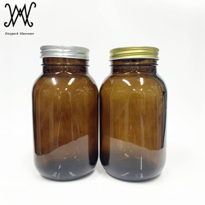 8Oz 16Oz 32Oz Thường Xuyên Miệng Rộng Amber Màu Glass <span class=keywords><strong>Mason</strong></span> Lọ Với Kim Loại Vít Nắp Cho Thực Phẩm Lưu Trữ Lightproof - Product Image 5