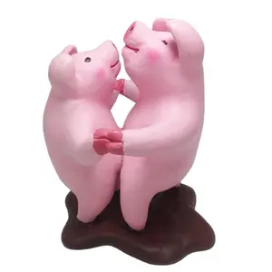 Figuras creativas de animales de resina rosa para pareja romántica, figurita de cerdo para novio, regalos de boda para el Día de San Valentín