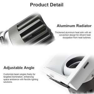 Nhôm Anti-Glare <span class=keywords><strong>Downlight</strong></span> Vòng Vuông <span class=keywords><strong>Trim</strong></span> Và Trimless Lõm Ánh Sáng Tại Chỗ <span class=keywords><strong>LED</strong></span> COB Có Thể Điều Chỉnh Xuống Ánh Sáng - Product Image 3