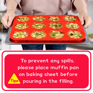 Silicone Muffin Pans for Baking & Cupcake Pan - 12 Cup Regular Size Silicone Molds, BPA Free Egg <b>Bites</b> Mold - Product Image 2