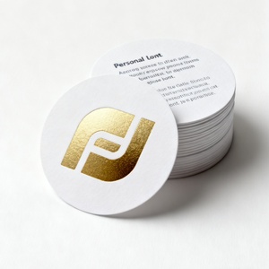 Carte de vœux personnalisée en carton, découpée sur mesure en forme de cercle, avec impression numérique en relief sur bois, couleur intégrale, pour remerciement professionnel - Product Image 1