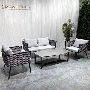 Muebles de exterior de lujo Aluminio Patio Jardín <span class=keywords><strong>Playa</strong></span> Conjunto de sofá al aire libre Marco de aluminio Cuerda Juego de sofá de jardín - Product Image 3