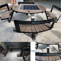 Point d'accès WiFi Chargeur USB Chargeur mobile sans fil Panneau solaire Énergie pour pique-nique en plein air-Table de pique-nique en acier