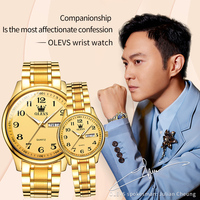 Montres de couple OLEVS 5567, étanches, lumineuses, pour amoureux, date, montre-bracelet simple et élégante pour homme et femme