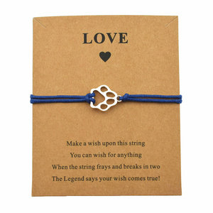 Nueva mascota perro's Paw Prints Charm Wish Love Card pulsera <span class=keywords><strong>para</strong></span> mujer chica mejor amigo perros amante regalo amistad joyería - Product Image 5