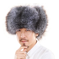 Gorro de Invierno con Orejeras de Piel de Zorro, Cuero Genuino de Piel de Oveja, Estilo Imagen, Gorro Ruso Ushanka Cálido para Viajes a la Playa