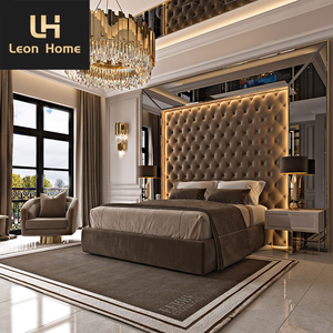 Personalizar italiano último lujo muebles de dormitorio de gama alta de cuero cama doble grande alto cabecero de lujo moderno cama King Size - Product Image 1