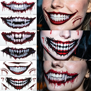 Custom Horror Mouth Smile Temporary <strong>Tattoo</strong> Factory Wholesale Realistic Scary <strong>Joker</strong> <strong>Tattoo</strong> for Cosplay - Product Image 5