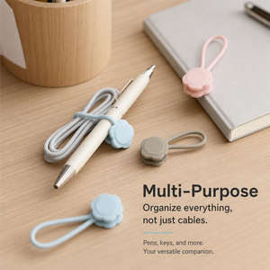 Magnetic Silicone Cable Tie & Bag Clip Reusable Cord Organizer Strong Magnet Flower Shape for <b>Headphone</b> Snack Bag Food Storage - Product Image 5
