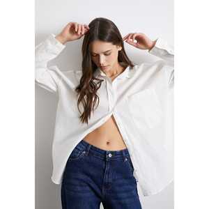 Chemise en lin oversize pour femme, couleur écru, boutonnée, style minimaliste pour tous les jours - Product Image 6