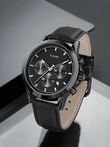 Reloj de Cuarzo TOMI de Lujo, Deportivo y Elegante, con Movimiento <span class=keywords><strong>Seiko</strong></span>, Correa de Cuero, Caja de Aleación y Esfera con Manecillas - Product Image 3