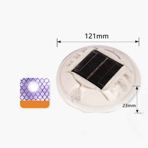 Постоянно мигающий круглый пластиковый мини-светодиодный дорожный светильник на солнечной батарее - Product Image 3