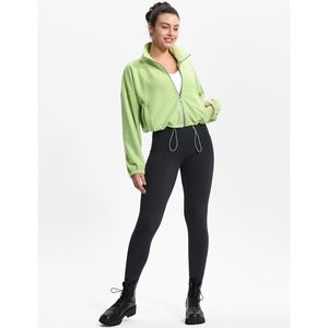 Veste courte en polaire pour femme FOXA, fermeture éclair intégrale, col montant, veste de sport avec poches, ourlet à cordon de serrage - Product Image 3