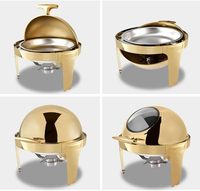 Gold Chafing Dish Buffet Set Hotel Luxus Buffet Food Warmer Chafing Dish Runde Gold
