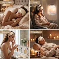 5 Pcs Set Masker Tidur Kasual Sutra Buatan Empat Musim, Ikat Rambut, Penutup Telinga, dan Kantung dengan Logo Kustom