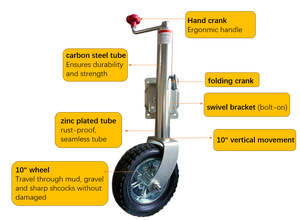 <span class=keywords><strong>Roue</strong></span> <span class=keywords><strong>jockey</strong></span> de remorque de tube de 57mm 2000lbs avec support de cric de remorque à <span class=keywords><strong>manivelle</strong></span> supérieure avec <span class=keywords><strong>roue</strong></span> solide de 10" - Product Image 6