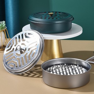 Stainless Steel Mosquito Coil Tray Round Fireproof <b>Holder</b> With Lid For Indoor Outdoor Use - Product Image 2