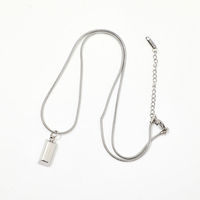 Collier pendentif barre classique en acier inoxydable, breloque rectangulaire argentée, chaîne fine, fermoir mousqueton, rallonge réglable, minimaliste