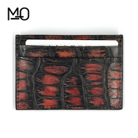 Dompet Kartu Nama Kulit Asli Model Vintage Slim dengan Logo Buaya Custom, Fungsi RFID untuk Hadiah