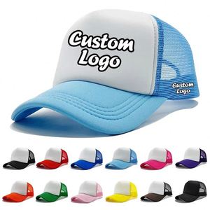 Casquette de baseball ajustable à 5 panneaux en maille, avec logo personnalisé, style trucker, pour hommes et femmes, idéale pour l'été et les activités de plein air. - Product Image 2