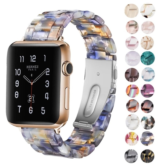 For Iwatch Series 1 2 3 4 5 Metal Buckle Wristband Replacement for Apple Watch 38mm 40mm 42mm 44mm Resin Watch Band