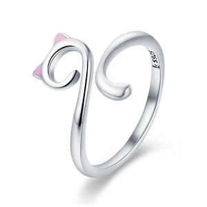 Hot Sale Authentic Sterling Silber Süße Katze Nagel Muschi Open Size Fingerring für Frauen Party Ring Schmuck SCR341 - Product Image 1