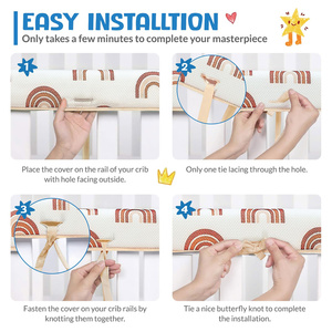 Juego de Protectores de Barandilla de Cuna Suaves, Cubiertas para Cunas Estándar, Ropa de Cama para Bebés, Protectores de Barandilla de Cuna 3 en 1 para la Dentición - Product Image 3