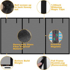 Moustiquaire de garage pour 2 voitures, durable, magnétique, robuste, en maille argentée, kit de protection de porte avec 6 bandes de fixation - Product Image 5