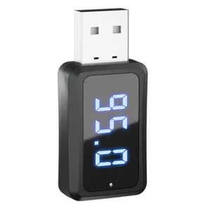 เครื่องส่งสัญญาณมินิ USB 5.3 FM02บลูทูธในรถยนต์พร้อมจอแสดงผล LED ชุดโทรศัพท์แฮนด์ฟรีในรถยนต์ระบบเสียงไร้สายอัตโนมัติสำหรับวิทยุ FM