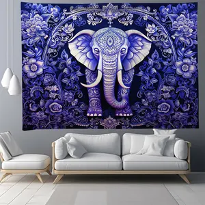 Permadani dinding cetakan ajaib gajah India mandala elemen