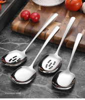 Ensemble de cuillères de service pour hôtels, restaurants, cantines et buffets, en acier inoxydable 304, comprenant cuillère ajourée, spatule de service et repose-baguettes