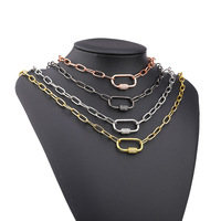 DIY fabrication de bijoux cuivre Micro incrusté Zircon elliptique brillant boutons mousqueton fermoir fait main accessoires pour bijoux à bricoler soi-même
