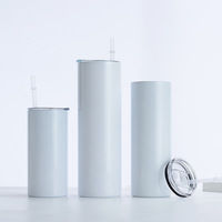 Lot de 50 gobelets isothermes fins et droits en acier inoxydable à double paroi de 20 oz, blancs, vierges pour sublimation, tasses cadeaux, anti-fuite, sans BPA, pour boissons chaudes