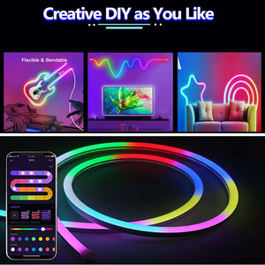 ชุดไฟ LED แบบยืดหยุ่น 5V USB 24V นีออน RGB สีสันครบถ้วน ควบคุมผ่านแอป Bluetooth ชิป 612 ซิลิโคนไลท์ สำหรับตกแต่งบรรยากาศภายในบ้าน - Product Image 3