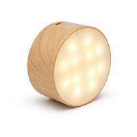 Lampu Malam LED Magnetik Sensor Gerak Isi Ulang Motif Kayu, Dapat Diputar 360 Derajat, Dapat Dilepas, untuk Kamar Tidur dan Lorong