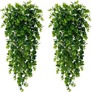 Plante artificielle suspendue en plastique, imitation Sentai, Eucalyptus d'automne, pour décoration extérieure et intérieure, 45 mètres de rotin en maille - Product Image 2