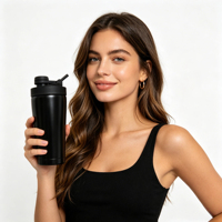 Gourde shaker en acier inoxydable 750 ml à double paroi isolée sous vide, sans BPA, avec couvercle, pour la gym, et gobelet à vin avec haut-parleur