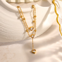 SUMMLY Collier élégant en acier inoxydable plaqué or 18 carats avec pendentif fleur ajourée et perle goutte d'eau, idéal pour les vacances, bijoux de mode