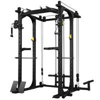 GOREGAIN Hyrox Équipement de Gymnastique en Acier Inoxydable, Machine de Musculation Multifonctionnelle Complète avec Barre et Rack Smith