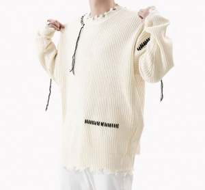 Pull en tricot de style raglan à la mode personnalisé Pull en tricot à manches longues pour hommes - Product Image 4