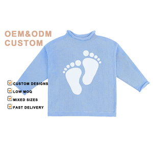 Bé Chân Đan Mô Hình Bé Áo Len Mùa Thu Mùa Đông Trẻ Em Quần Áo Dài Tay Áo Cotton Hữu Cơ Chủ Đề Chàng Trai Áo Len Với Cuộn Cổ - Product Image 1