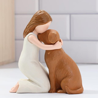 Figurines en résine de chien ange noir de style château européen écologiques, ornement commémoratif d'amitié pour chiens anges, pour les amoureux des animaux de compagnie