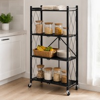 Étagère de rangement pliable robuste à quatre niveaux, réglable, de qualité commerciale, pour le rangement à domicile