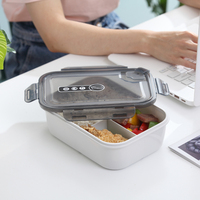 Boîte à Déjeuner Bento Simple en Plastique, sans BPA, PP, 3 Compartiments, Réutilisable et Adaptée au Micro-ondes, pour la Préparation des Repas, Conteneur Alimentaire pour École et Bureau