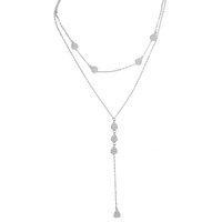 Collier élégant pour femme, plaqué argent, double couche, avec chaîne à maillons en forme de cœur pavé de zircone cubique, cadeau de la Saint-Valentin 2026