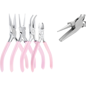 Ensemble professionnel de 4 pinces pour la fabrication de bijoux : pinces à bec rond, à bec de chaîne, à bec coudé, et outils pour le façonnage de fils et la mise en perles - Product Image 6