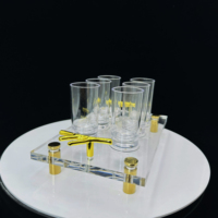 Meilleures Ventes 2024 : Cadeau d'Affaires Personnalisé pour Shabbat Kiddush, Ensemble à Liqueur Juif en Lucite, Plateau à Vin en Acrylique et Verres à Shot Style Animal