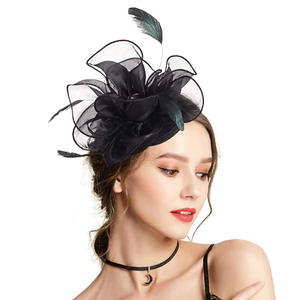 Adornos para el cabello de gasa de red para novia, <span class=keywords><strong>tocados</strong></span> de plumas de Jockey Club, sombrero de Derby de Kentucky, sombreros de boda para iglesia, tocado de fiesta para mujer - Product Image 3